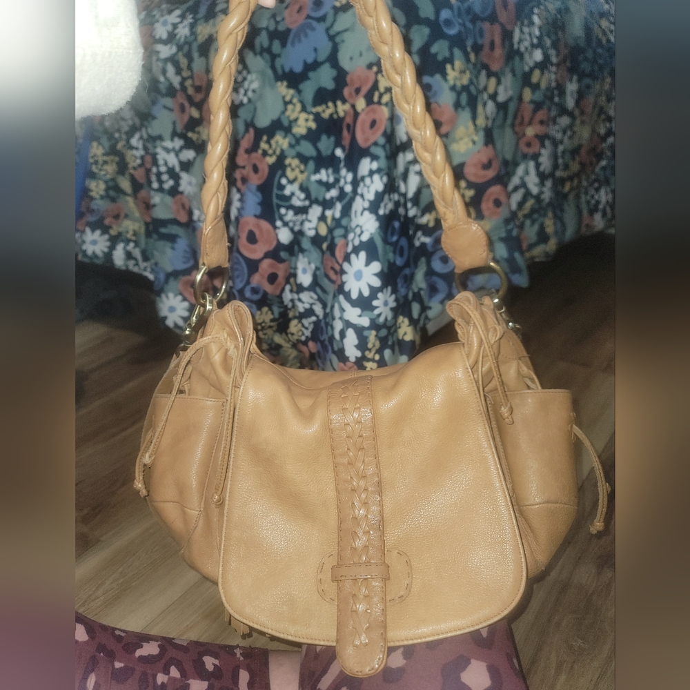 Carla Maancini Tan Leather Hobo Bag